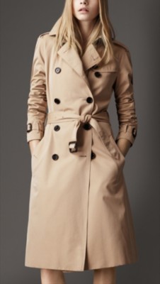 Long Cotton Gabardine Trench Coat