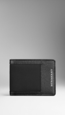 Leather and Nylon Folding Wallet