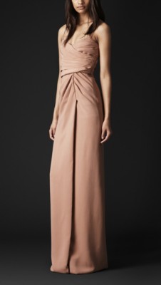 Floor-Length Pleated Bustier Dress