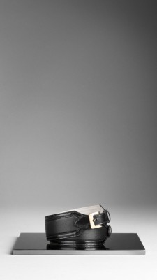 Double Buckle City Leather Belt