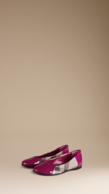 Smoked Check Patent Ballerinas
