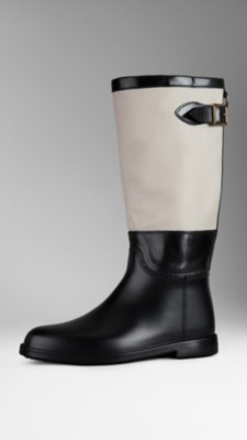 Leather Detail Rain Boots