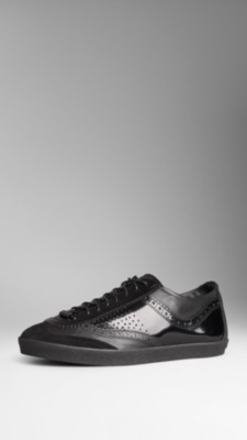 Brogue Detail Patent Leather Trainers