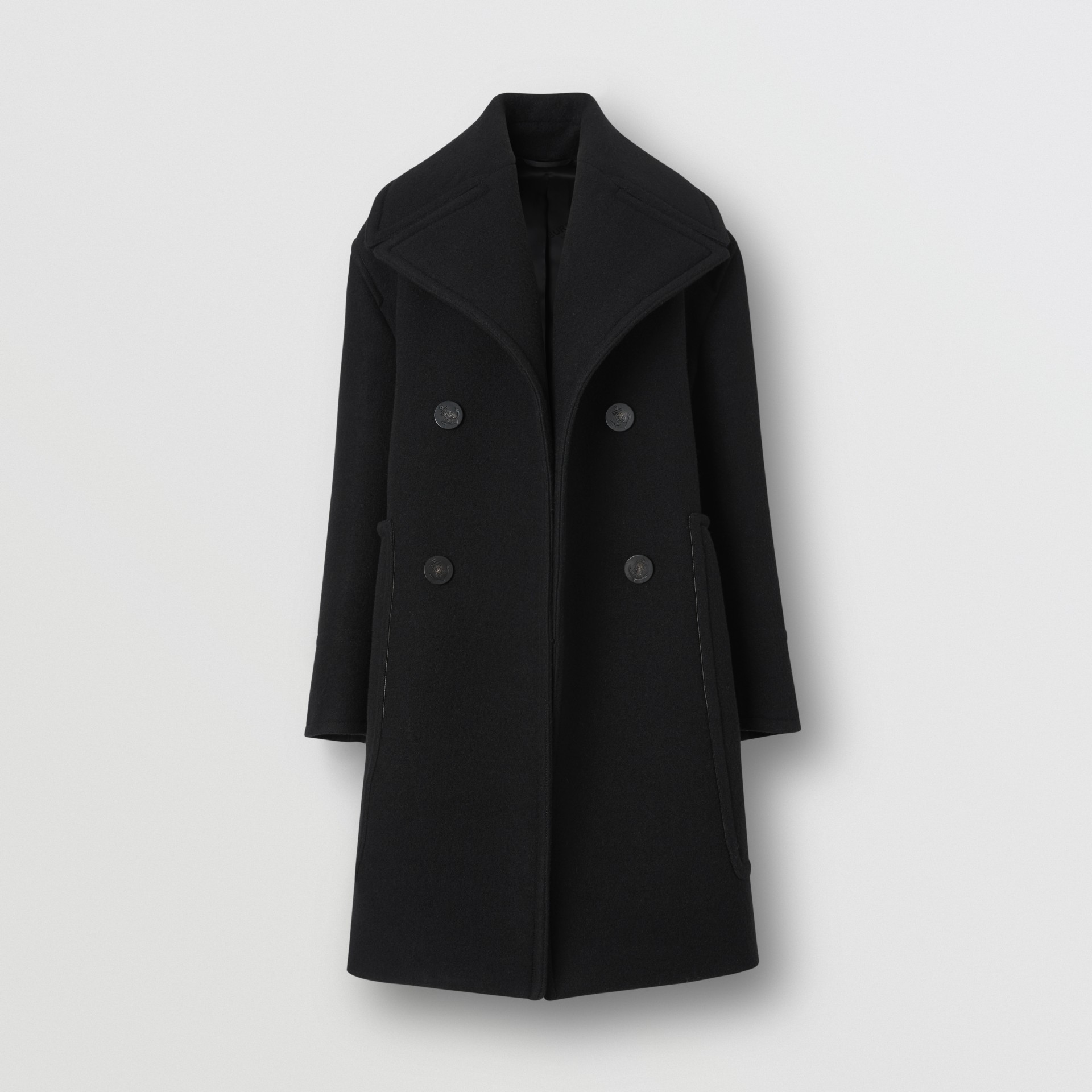 Wool Oversized Pea Coat in Black Women Burberry United States