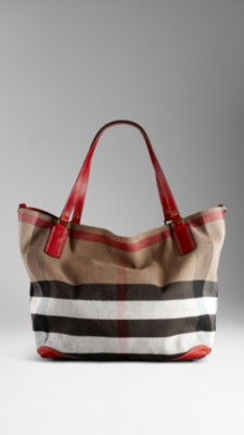 Bolso tote grande de checks en lona
