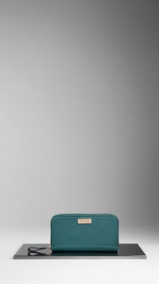 Grainy Leather Ziparound Wallet