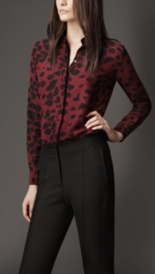 Spotted Animal Print Silk Shirt