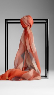 Check Silk Crépon Scarf