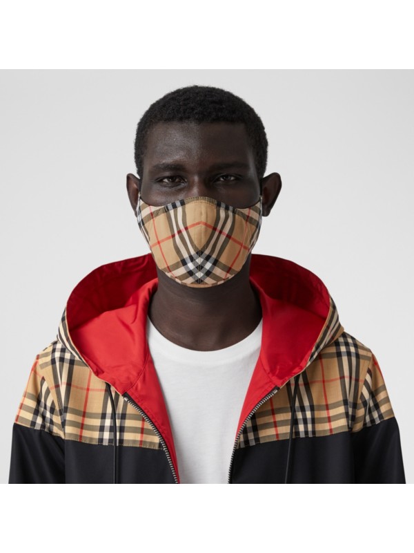 Vintage Check Cotton Face Mask in Antique Yellow | Burberry United States - cell image 3