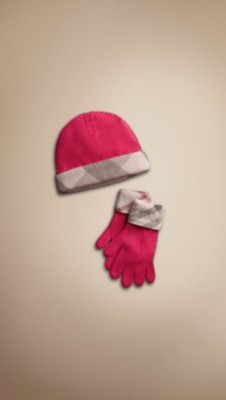 Cotton Cashmere Gloves and Beanie Set