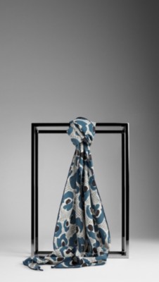 Abstract Floral Print Scarf