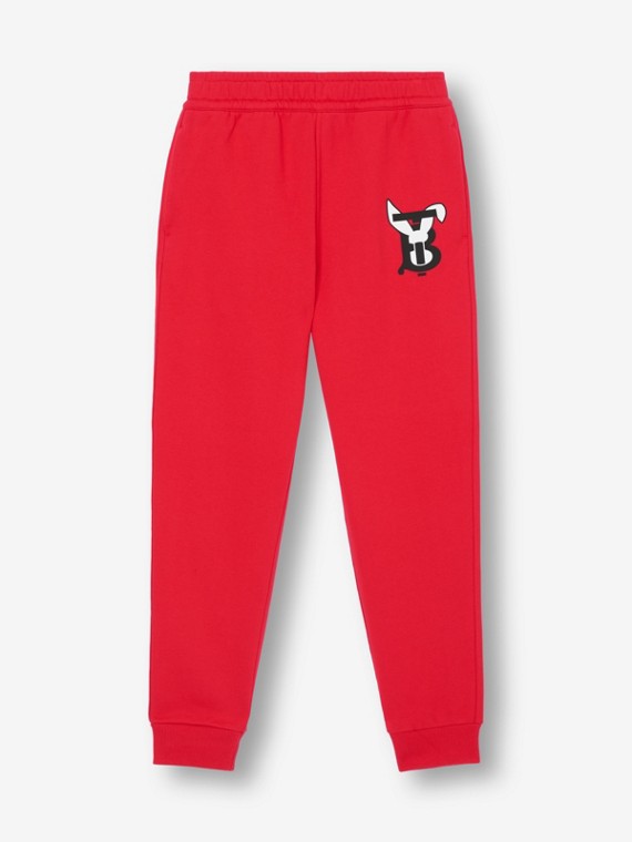 Pantalones de jogging en algodón con motivo de conejo (Rojo Intenso)