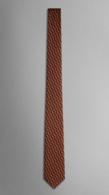 Geometric Print Cotton Silk Tie