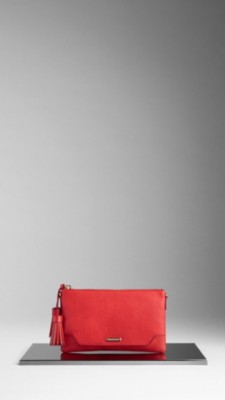 London Leather Tassel Clutch Bag