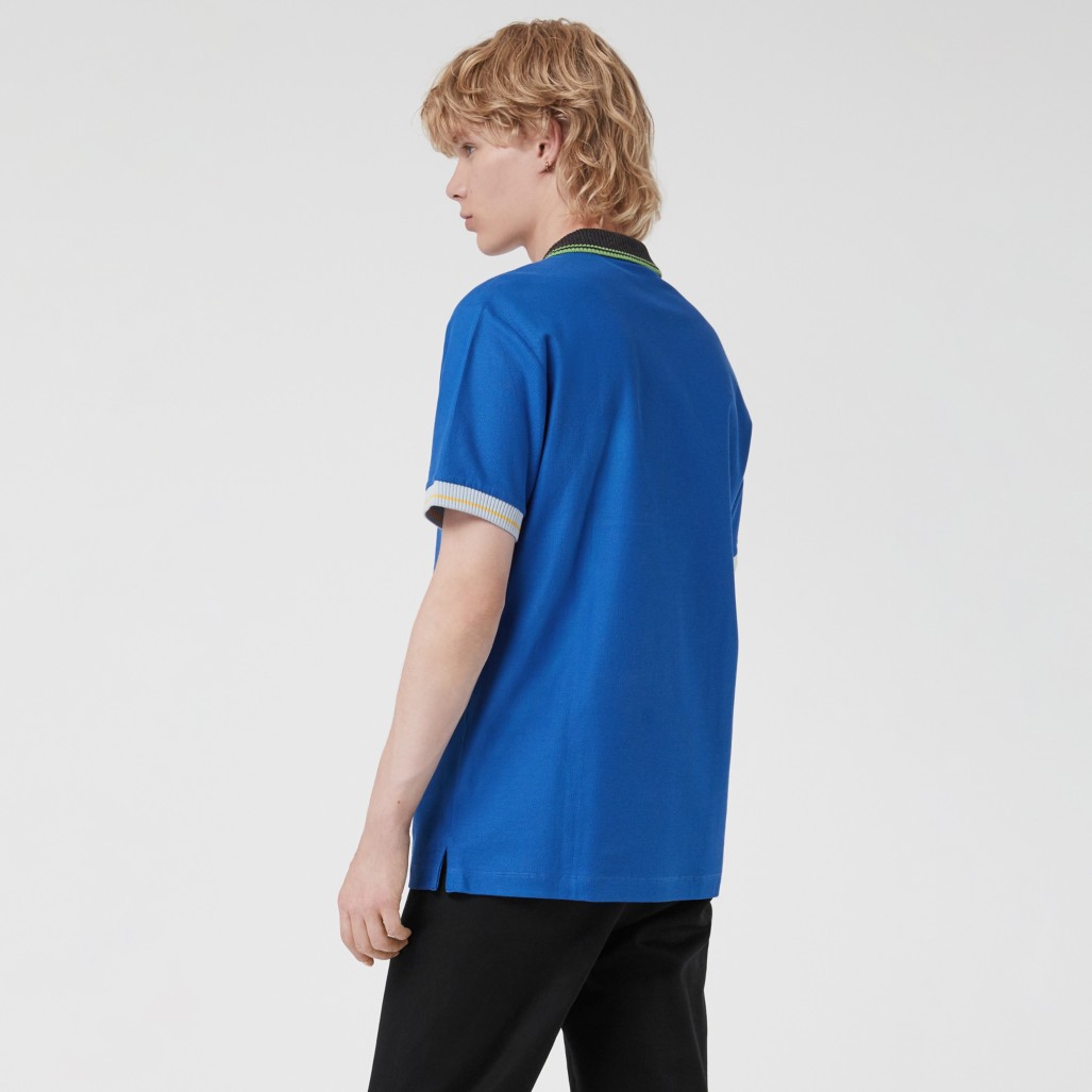 cerulean blue tipped cotton piqué polo shirt image21