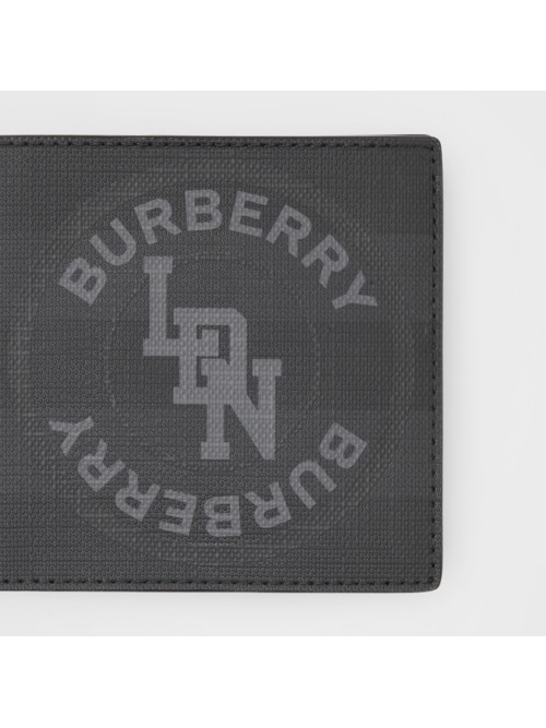 logo graphic london check international bifold wallet in dark