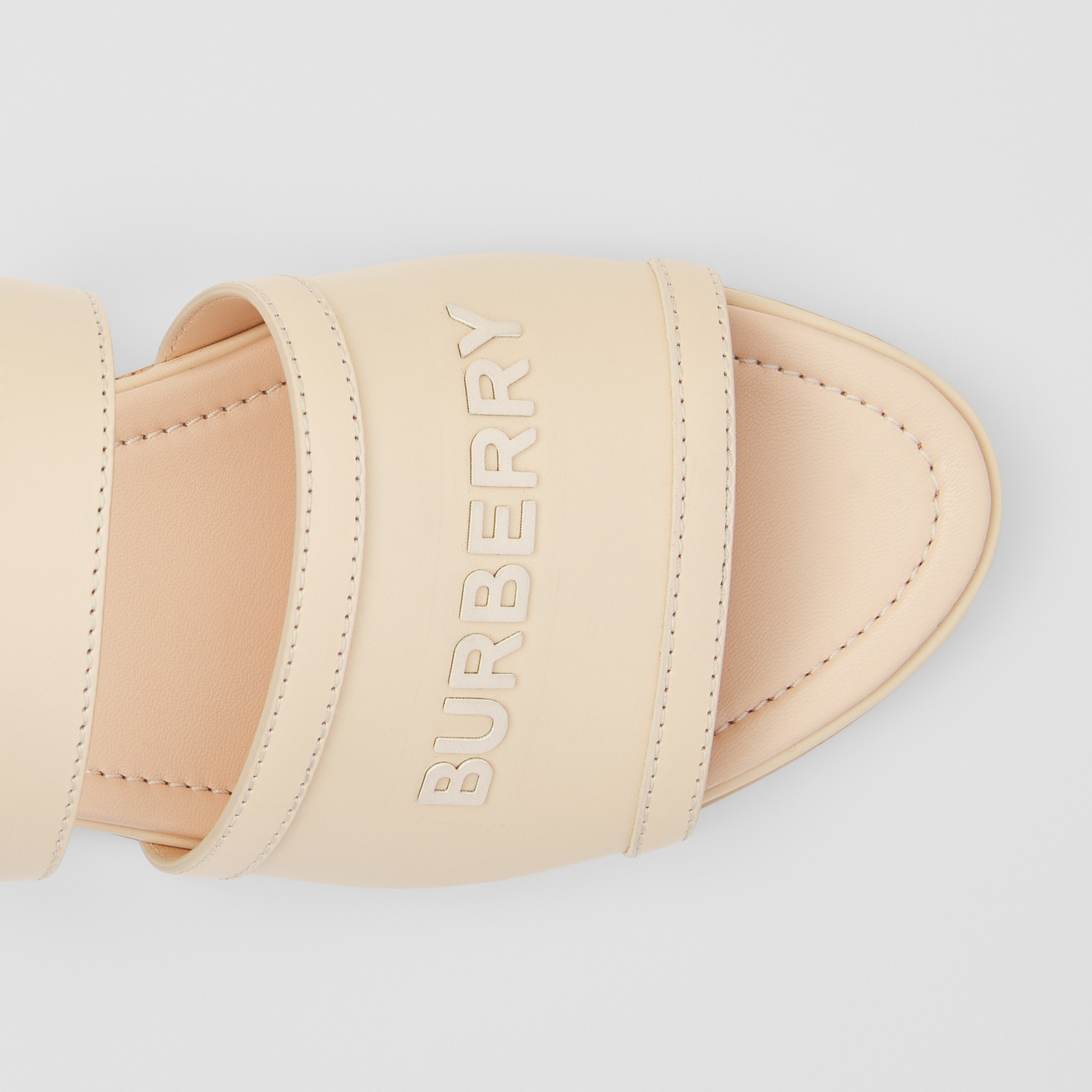 Logo Print Leather Sandals in Pale Peach - Women | Burberry® Official - 2