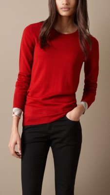 Jersey en lana de merino con puños de checks