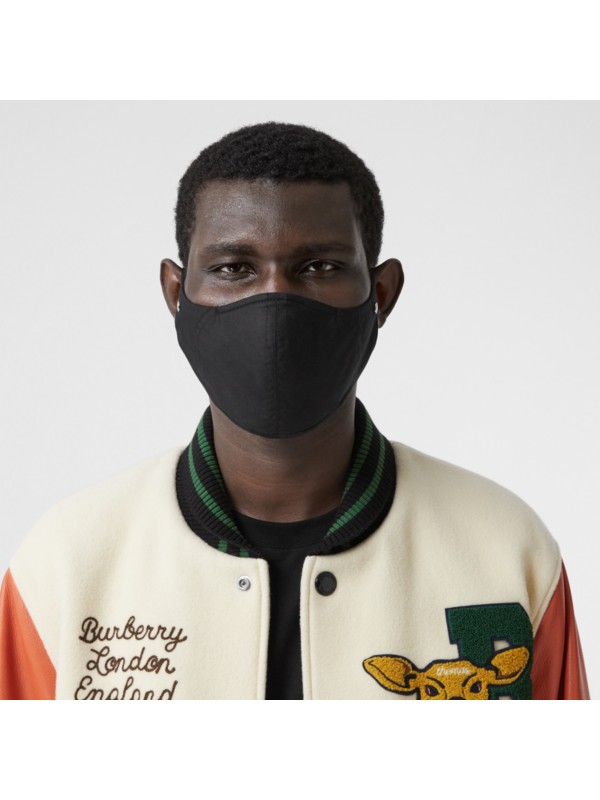 Logo Detail Cotton Face Mask in Black | Burberry - cell image 3