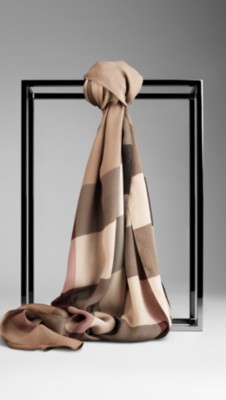 Check Silk Satin Scarf