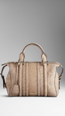Medium Python Leather Bowling Bag