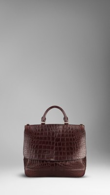 Large Alligator Leather Messenger Bag