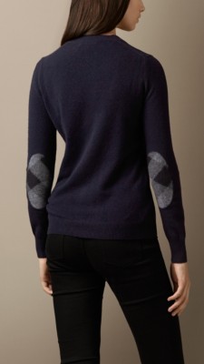 check elbow patch cashmere sweater