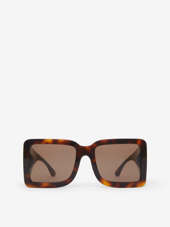 B Motif Square Frame Sunglasses in Tortoise Amber