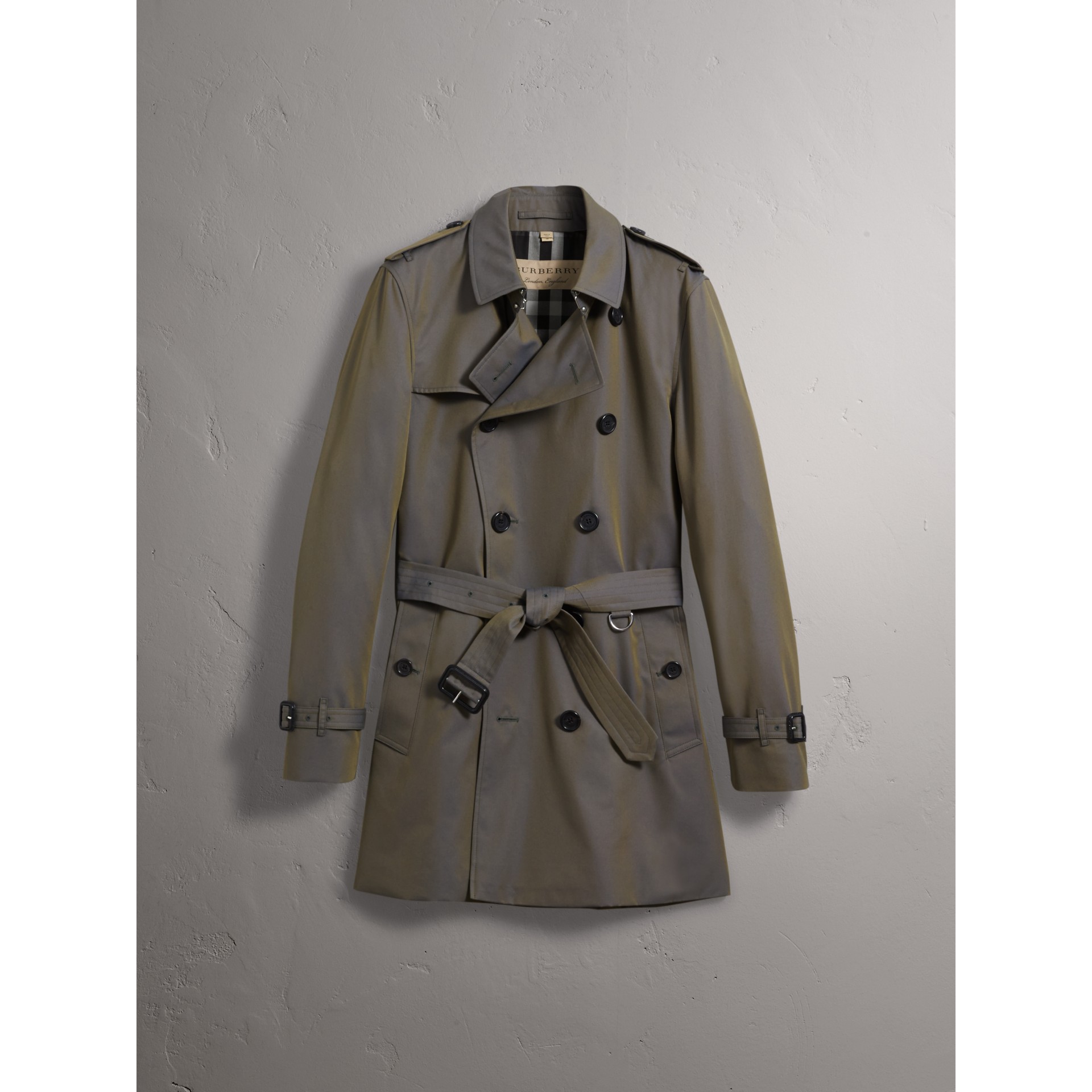Cotton Gabardine Trench Coat in Storm Blue Men Burberry United States