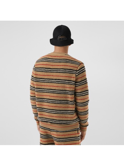 edson icon-striped fleece sweater in archbeige