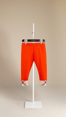 Cropped Check Cuff Cotton Leggings