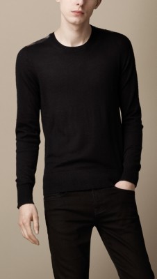 Check Detail Cotton Cashmere Sweater