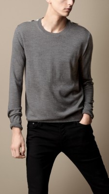 Check Detail Merino Wool Sweater