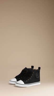 Cotton Twill High-Top Trainers