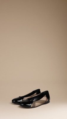Smoked Check Patent Ballerinas