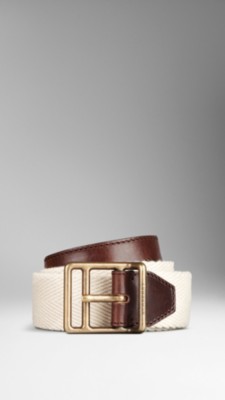 Leather Detail Webbed Belt