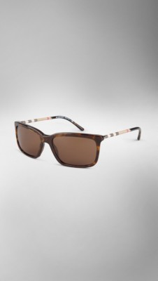 Check Arm Square Frame Sunglasses