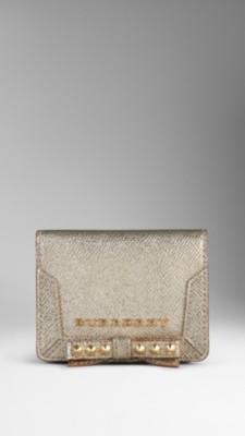 Metallic London Leather Studded Bow ID Card Case
