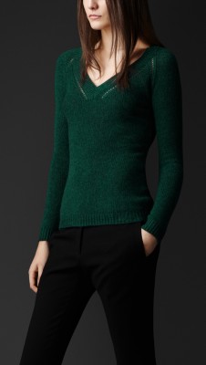 Open-Stitch Detail Cashmere Sweater