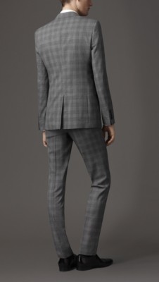 新羊毛格子修身西装