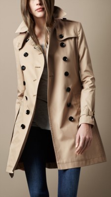 Trench coat de longitud media en popelina de algodón