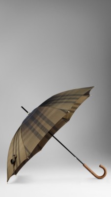 Studded Handle Metallic Check Walking Umbrella