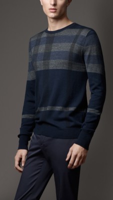 Check Wool Silk Sweater