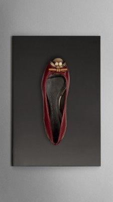Leather Peep-Toe Ballerinas