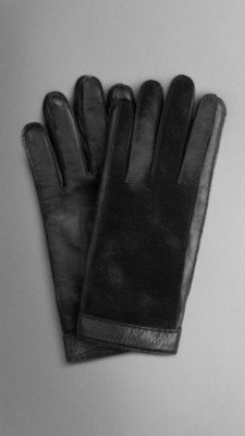 Calfskin Detail Leather Gloves