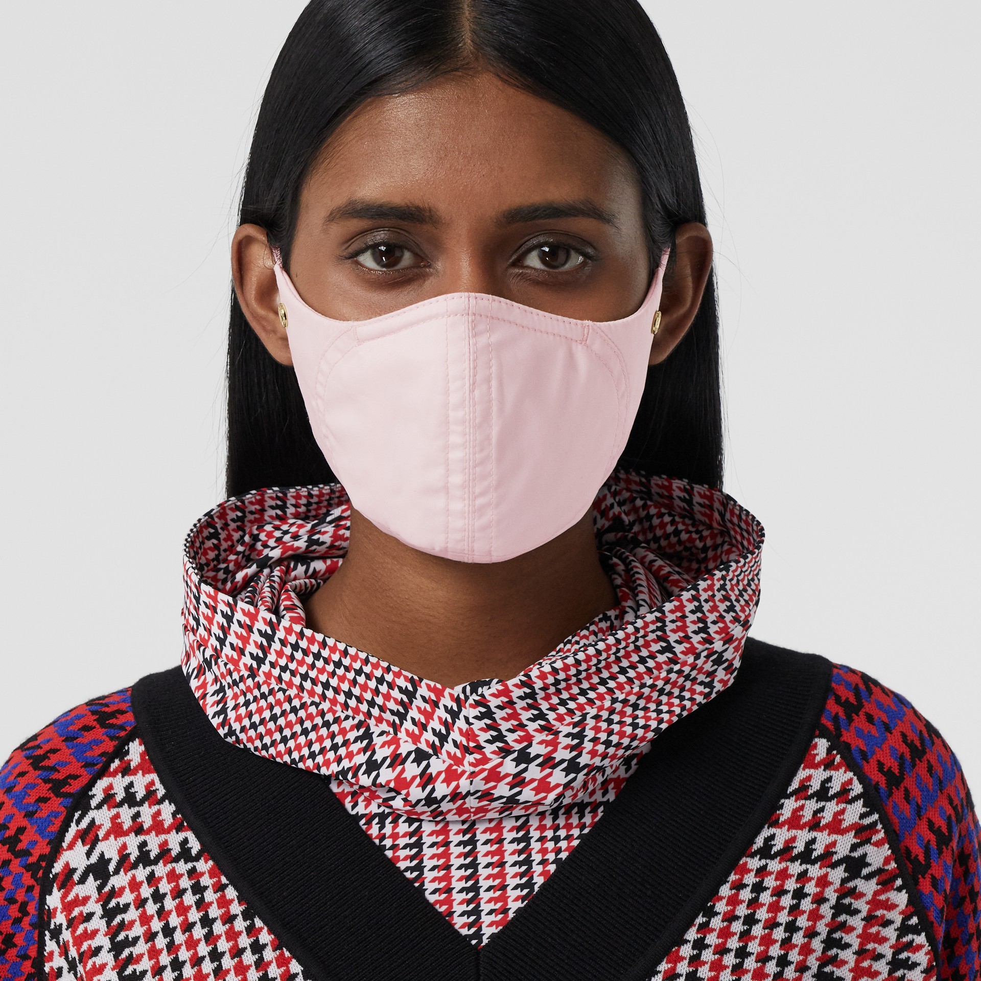 Logo Detail Cotton Face Mask in Alabaster Pink | Burberry - gallery image 2