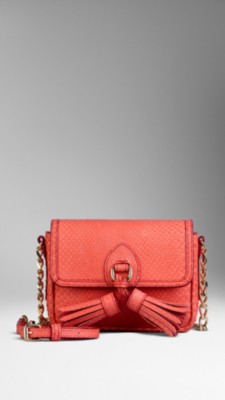 Tassel Detail Python Crossbody Bag