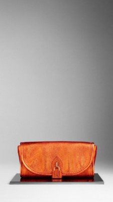 Metallic Leather Clutch Bag