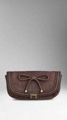Python Leather Clutch Bag