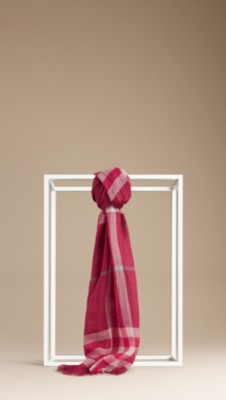 Exploded Check Wool Silk Scarf